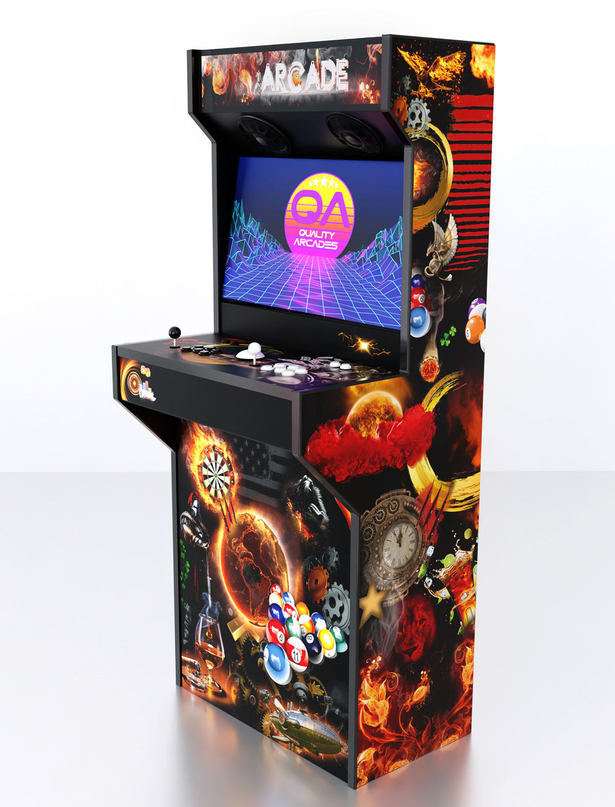 Quality Arcades Retro-XT arcade machine in Man Cave full wrap design, hand-built and sold factory-direct