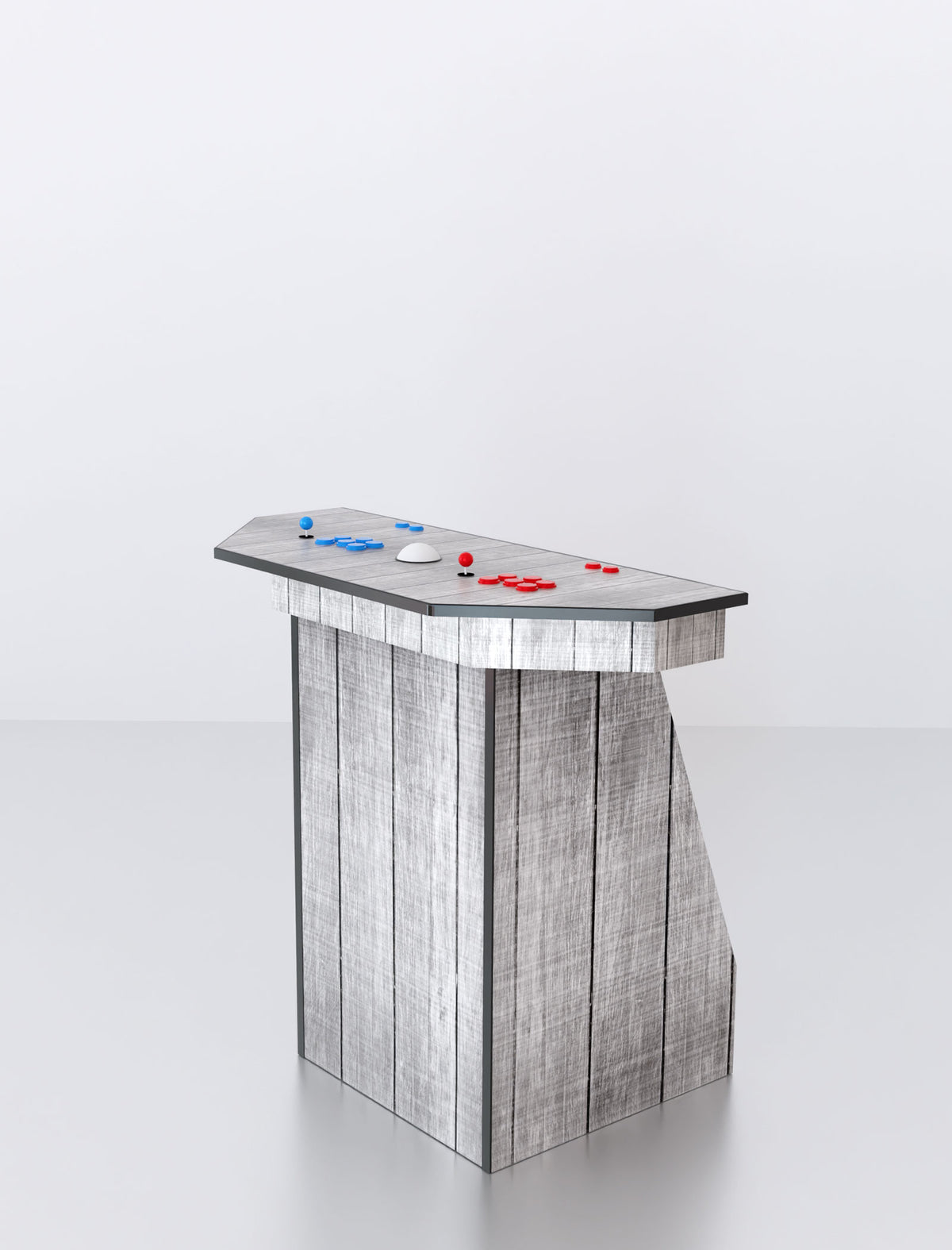 Quality Arcades Arcade Pedestal 2-player machine in Grey Wood full wrap design, hand-built and sold factory-direct