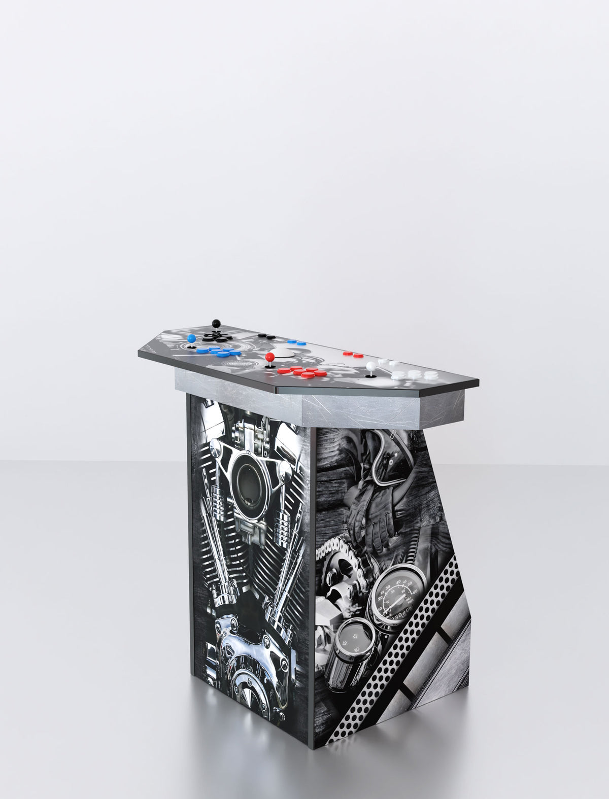 Quality Arcades Arcade Pedestal 2-player machine in Steel Horse full wrap design, hand-built and sold factory-direct