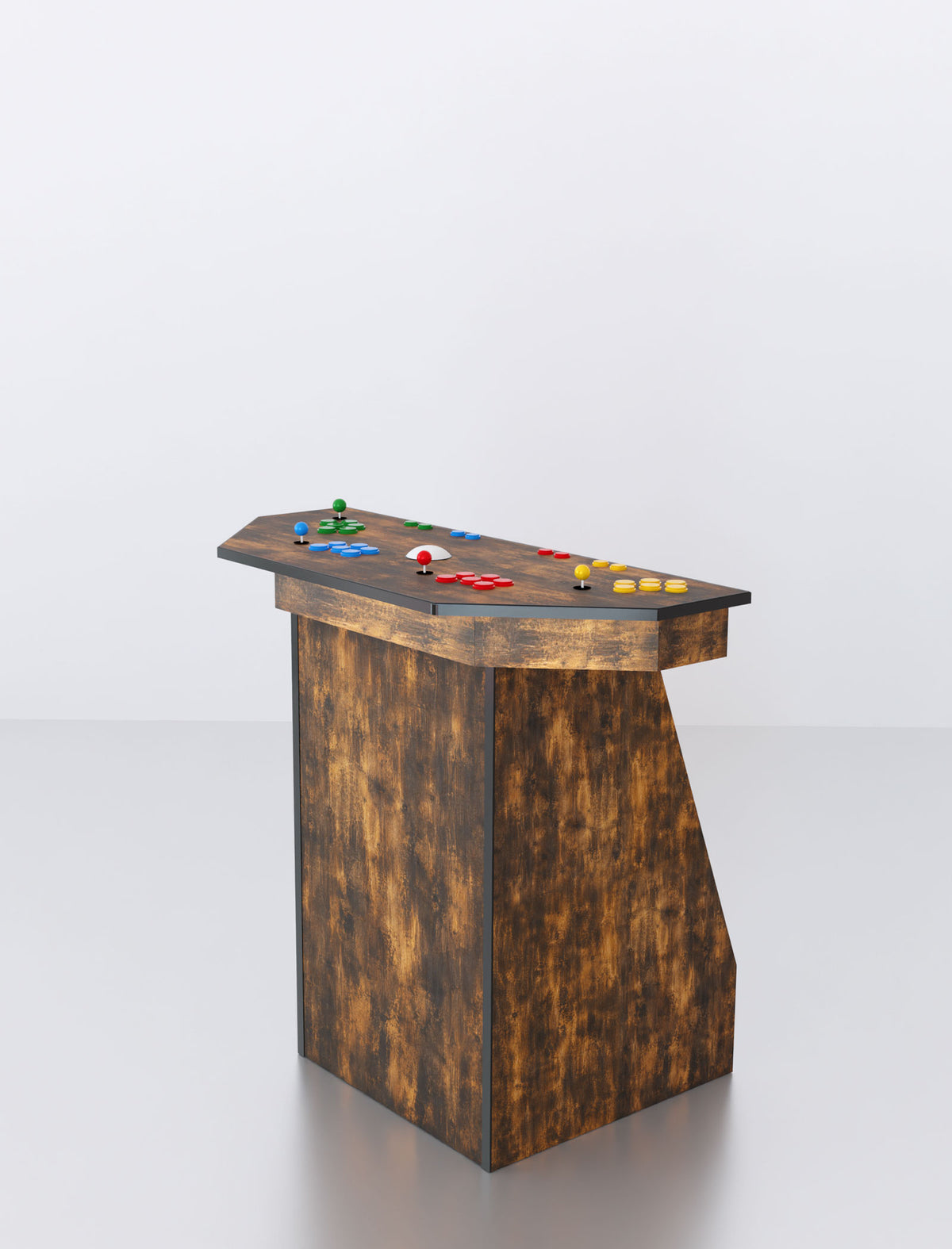 Quality Arcades Arcade Pedestal 2-player machine in Walnut Wood full wrap design, hand-built and sold factory-direct